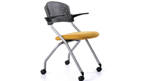 移動折疊塑料培訓會議椅帶扶手