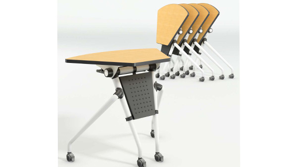簡易扇形可移動鋼架折疊會議桌培訓桌課桌